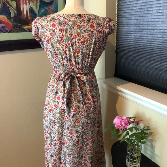 Empire Waist Jane Austen Regency Style Cotton Print Sundance Midi Dress Sz 6 - Picture 8 of 12